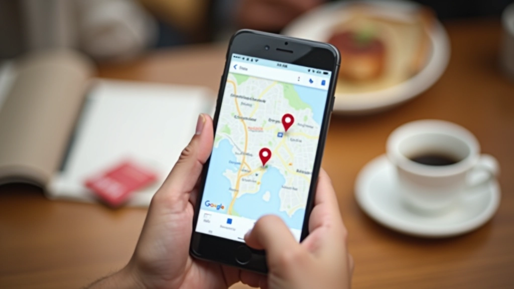 Mappa locale con icone di ristoranti su smartphone mostrando SEO locale