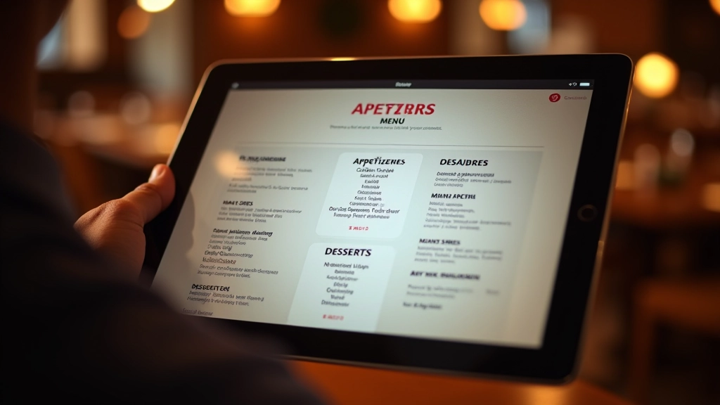 Menu digitale ben organizzato su tablet con sezioni chiaramente divise per categorie di piatti